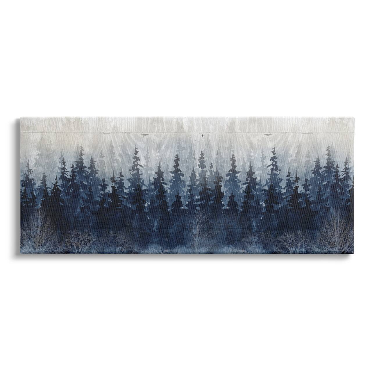 Stupell Industries Rustic Blue Forest Tree Line Fir Woodland Canvas Wall Art